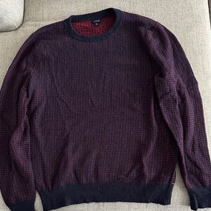 J. Crew Men's Burgundy and Navy Crewneck Sweater XL